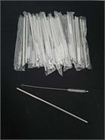 Group of metal straws with cleaners