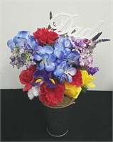 8-in metal vase/ floral Memorial Day dad decor