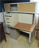 Metal office desk with side and top.