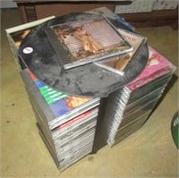Rotating CD rack with CD's.