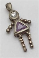 Sterling Silver Purple & Clear Charm