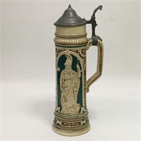 Germany Stein With Pewter Lid, Mars & Minerva