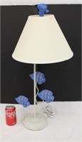 25.5" Fish Motif Lamp, Shade Has Stains ~ Works