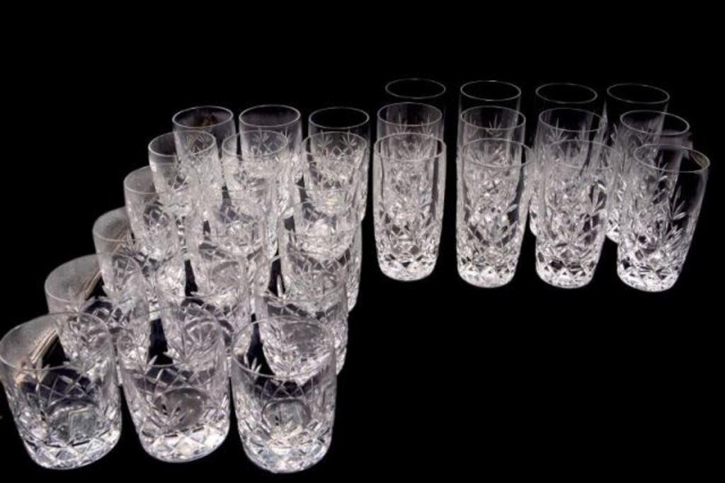 Set of 30 Lenox Crystal "Charleston" Glasses.