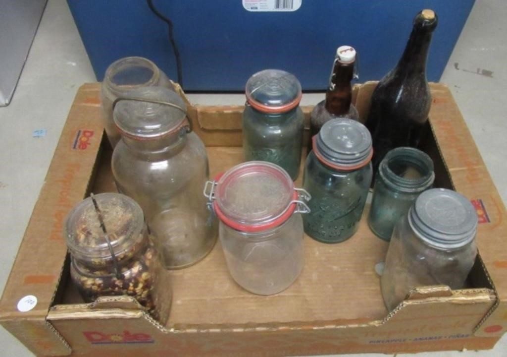 Bale top canning jars, vintage Busch Lake Linden