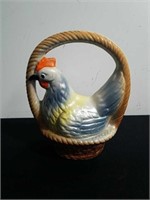 Vintage 6.75 in hen on Nest sitting in basket