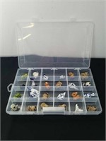 Divided container with miniature animals