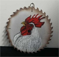 10 inch decorative hand painted chicken saw blade
