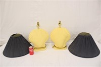 Pair of 18.5" Seashell Lamps Works w/ As Is Shades