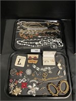 2 Trays Nice Silver/Gold Tone, 925 Marked Jewelry.