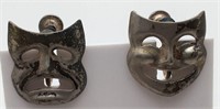 Sterling Silver Theater Mask Earrings