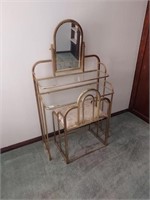 Vanity.  Metal Frame with Glass Tops.