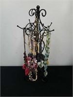 Jewelry display with necklaces and earrings