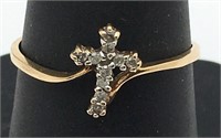 14k Gold Ring With Diamond Cross