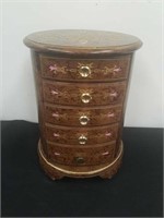 8.25x11.5 in round jewelry box with five drawers