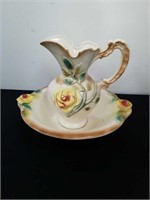 Vintage 9 inch pitcher and basin that is glued