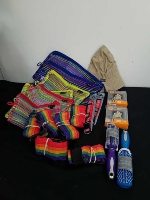 Rainbow straps, medium dog collars, emergency