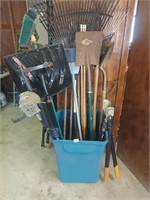 Lot of Various Yard Tools & More and container.