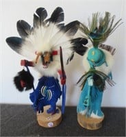 (2) Native American wood statues with certs,
