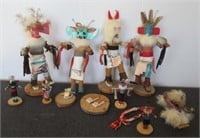 (9) Various wood Native American statues.
