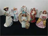 Vintage Homeco angel figurines, and one Walmart