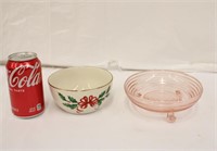 Lenox Holiday Bowl & Pink Depression Glass Bowl
