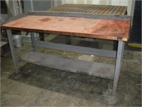 Steel Work Bench w/Wood Top  6ft x 2 1/2ft x 3ft