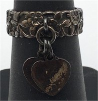 Sterling Silver Heart Charm Ring