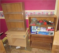 (2) Bookshelves and entertainment stand. Tallest