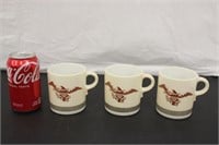 Three 1960s Pyrex Federal Eagle 10oz Mugs