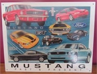 Mustang tin sign. Measures: 12" H x 16" W.
