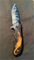 New 4.75” Gold Dragons Flame Knife