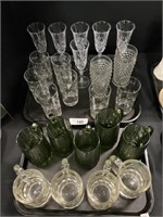 EAPG Glassware, Vintage Green Glass Mugs.