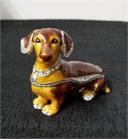 Wiener dog metal trinket box two x 2.5 in