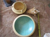 Pottery bowls and conch