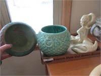 Pottery / ceramic lot bowls & mermaid