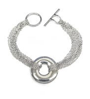 Silver Multi Strand Circle Design Bracelet