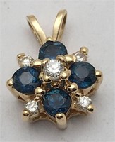 14k Gold, Sapphire & Diamond Pendant