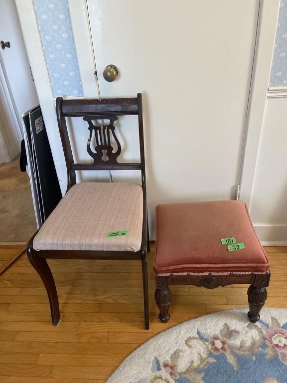Footstool and antique chair