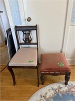 Footstool and antique chair