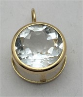 14k Gold Pendant With Clear Stone