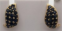 Pair Of 10k Gold And Sapphire Earrings