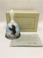 Fenton Eagle Art Glass Bell In Box