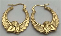 Pair Of 14k Gold Guardian Angel Earrings