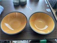 Two Larger Mikasa Terra Stone Serving Bowls