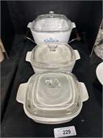 (3) Floral Corning Ware Dishes.