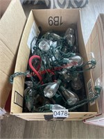 Box of out door string lights (Dining room under