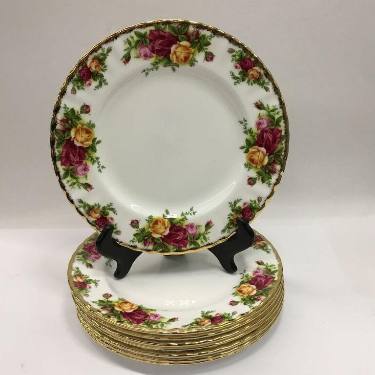 8 Royal Albert Old Country Roses Plates