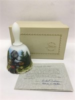 Fenton Train Bell Art Glass Bell In Box