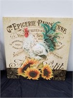 Canvas rooster picture with sunflowers 20 x 20